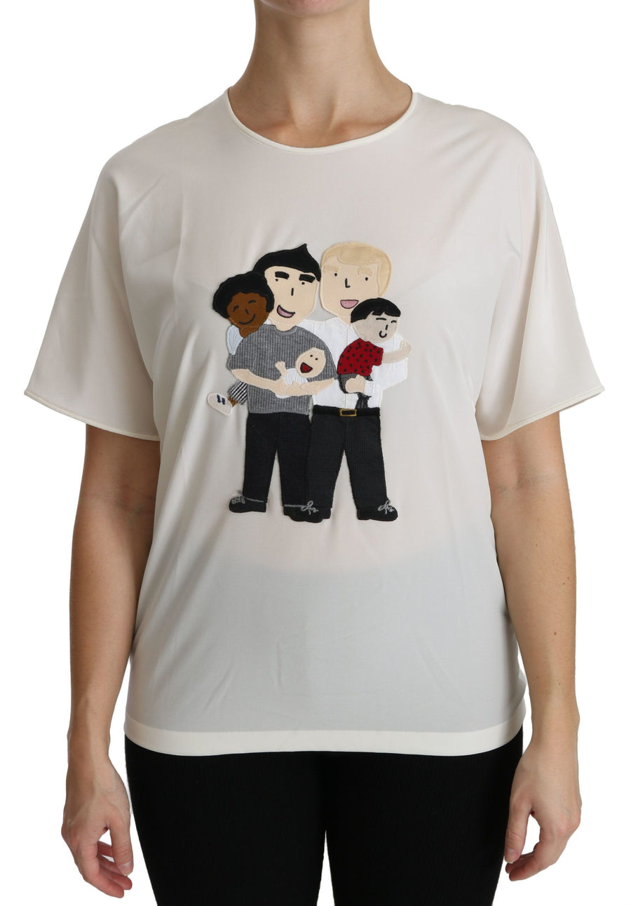 Dolce & Gabbana White #dgfamily Patch Short-Sleeve Blouse Top