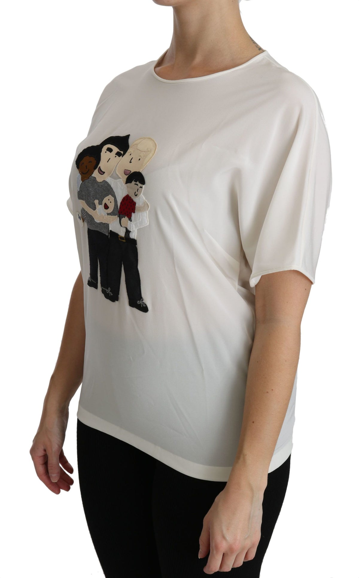 Dolce & Gabbana White #dgfamily Patch Short-Sleeve Blouse Top
