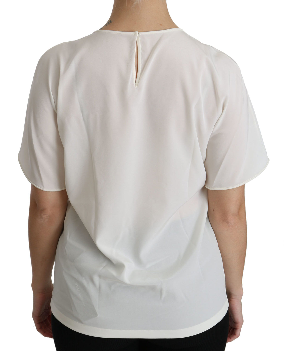 Dolce & Gabbana White #dgfamily Patch Short-Sleeve Blouse Top