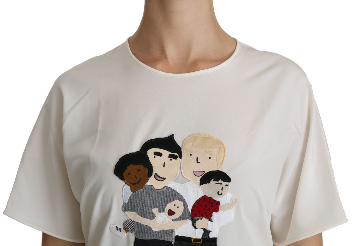 Dolce & Gabbana White #dgfamily Patch Short-Sleeve Blouse Top
