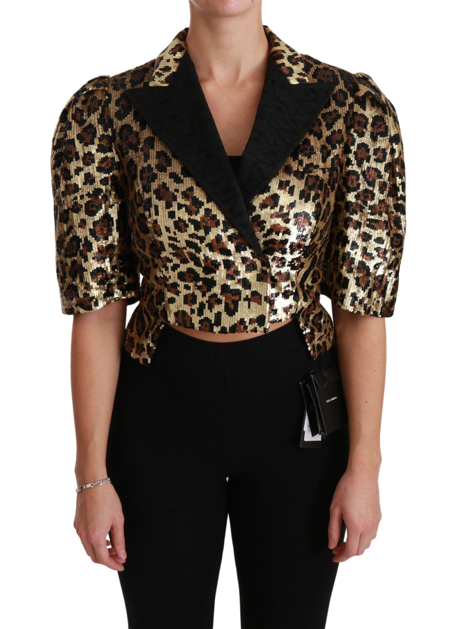 Dolce & Gabbana Blazer Gold Leopard Sequin Jacket