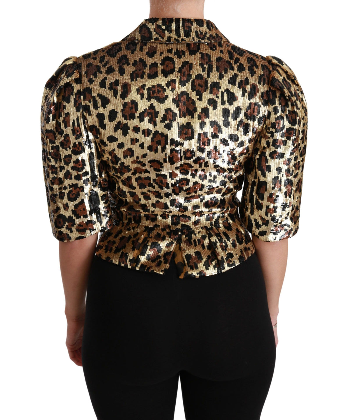 Dolce & Gabbana Blazer Gold Leopard Sequin Jacket