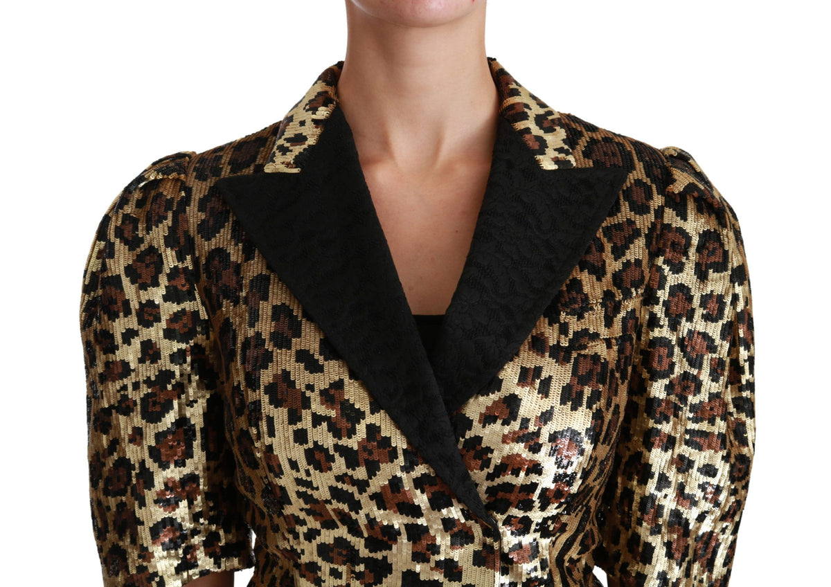 Dolce & Gabbana Blazer Gold Leopard Sequin Jacket