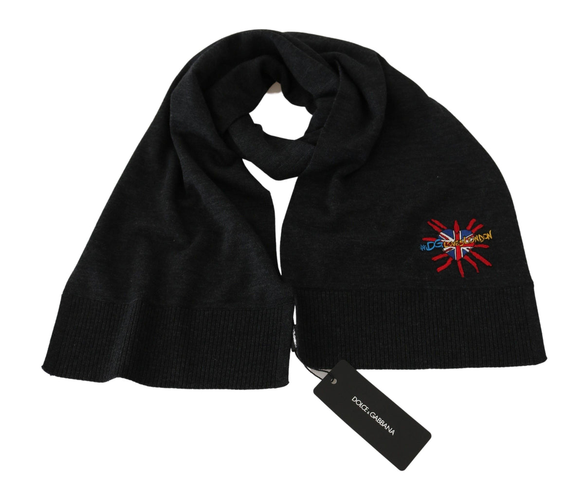 Dolce & Gabbana Grey #DGLovesLondon Wrap Scarf Wool Scarf