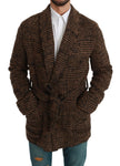 Dolce & Gabbana Braun karierter Wollmantel Wickeljacke