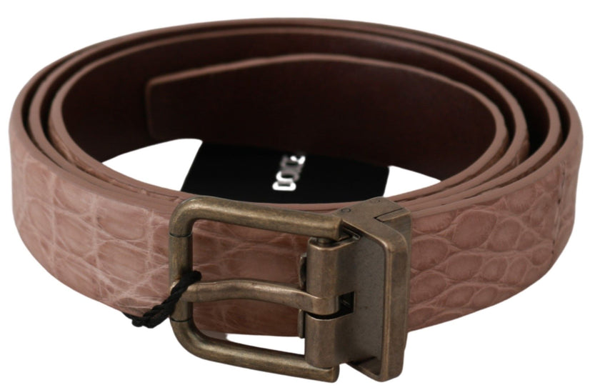 Dolce & Gabbana Beige Exotic Skin Gold Buckle Ledergürtel