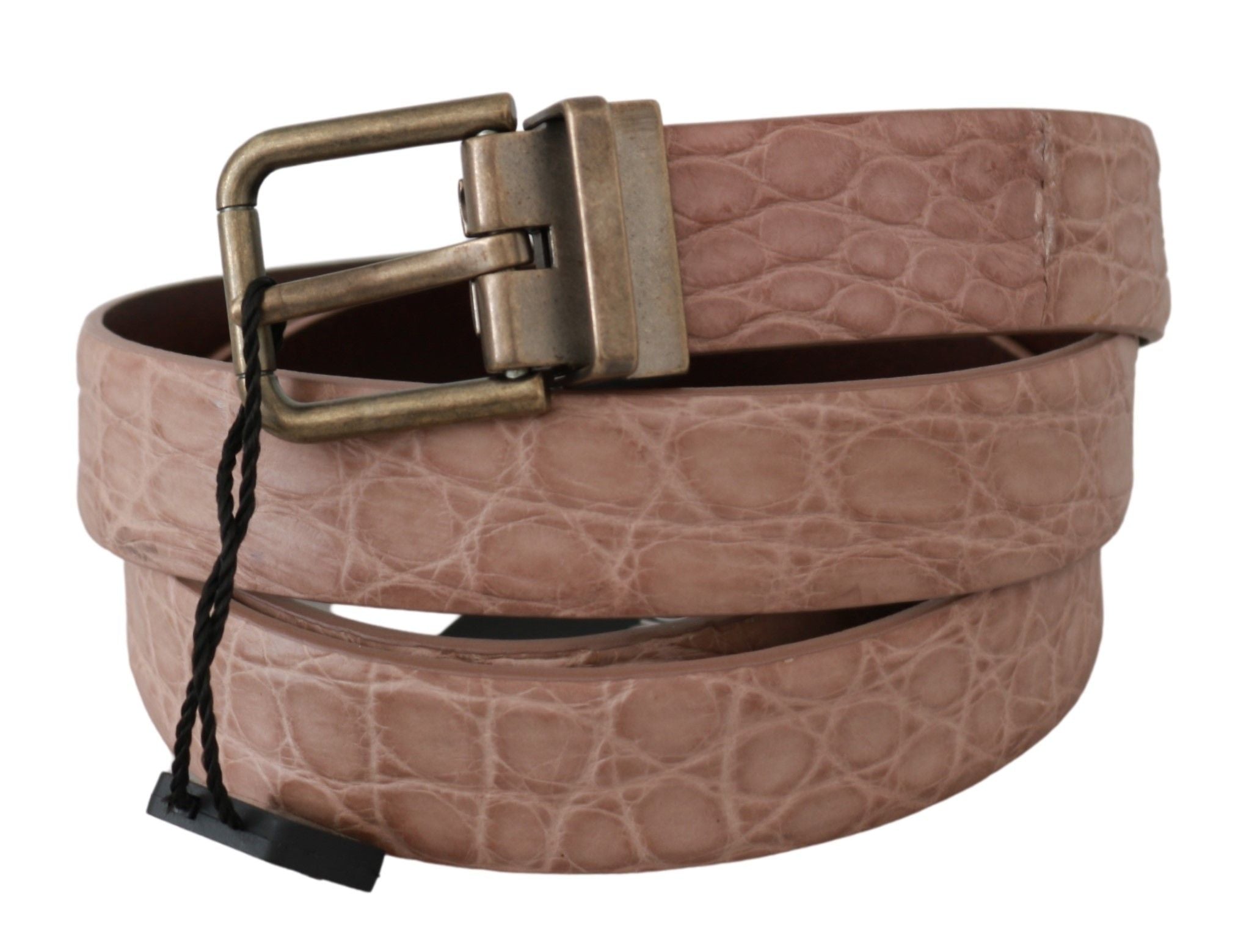 Dolce & Gabbana Beige Exotic Skin Gold Buckle Ledergürtel