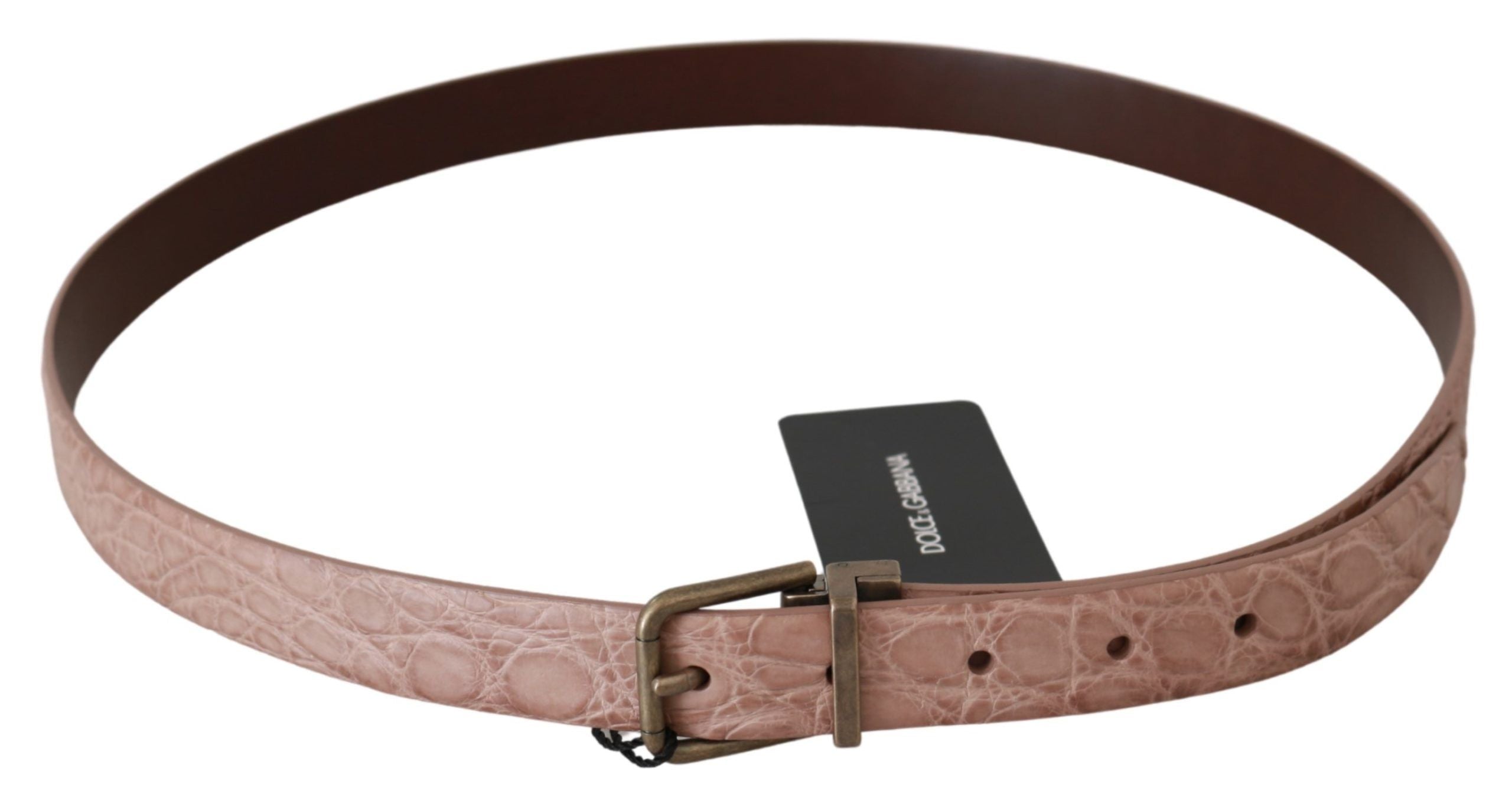 Dolce & Gabbana Beige Exotic Skin Gold Buckle Ledergürtel