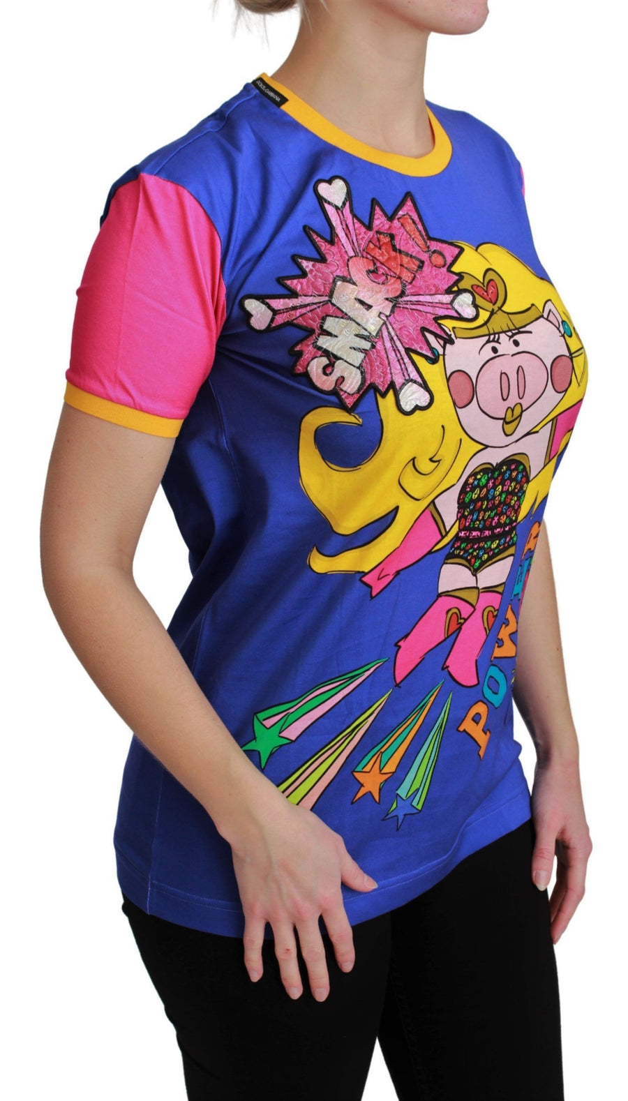 Dolce & Gabbana Purple PIG SUPERGIRL Cotton T-shirt