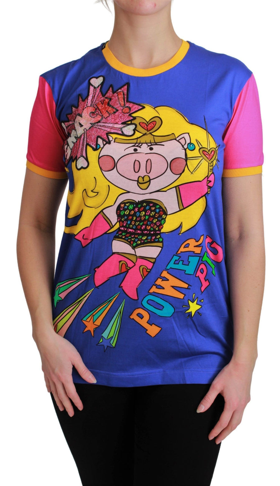 Dolce & Gabbana Purple PIG SUPERGIRL Cotton T-shirt