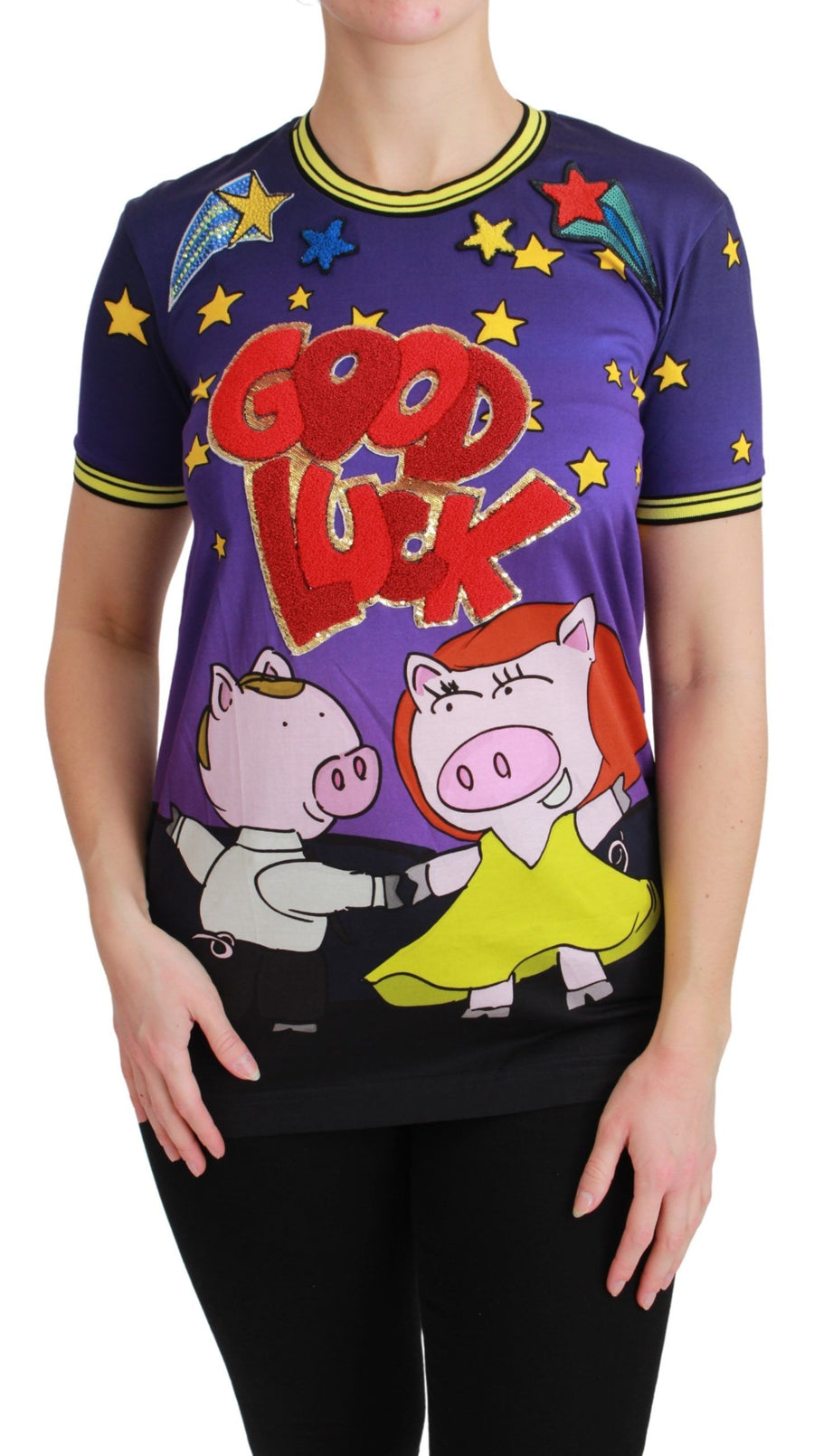 Dolce & Gabbana Lilac YEAR OF THE PIG Cotton T-Shirt