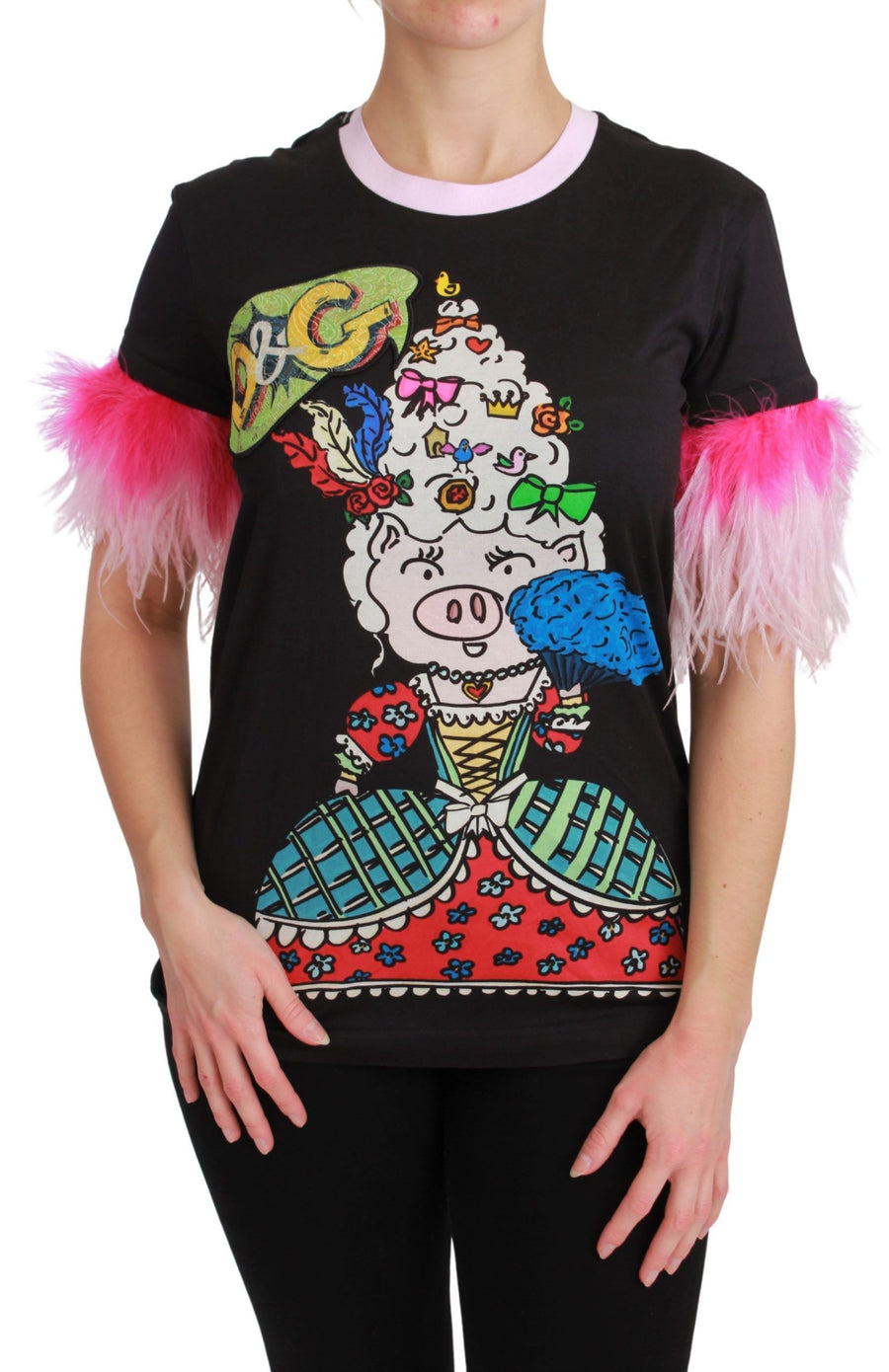 Dolce & Gabbana Black YEAR OF THE PIG Cotton T-Shirt