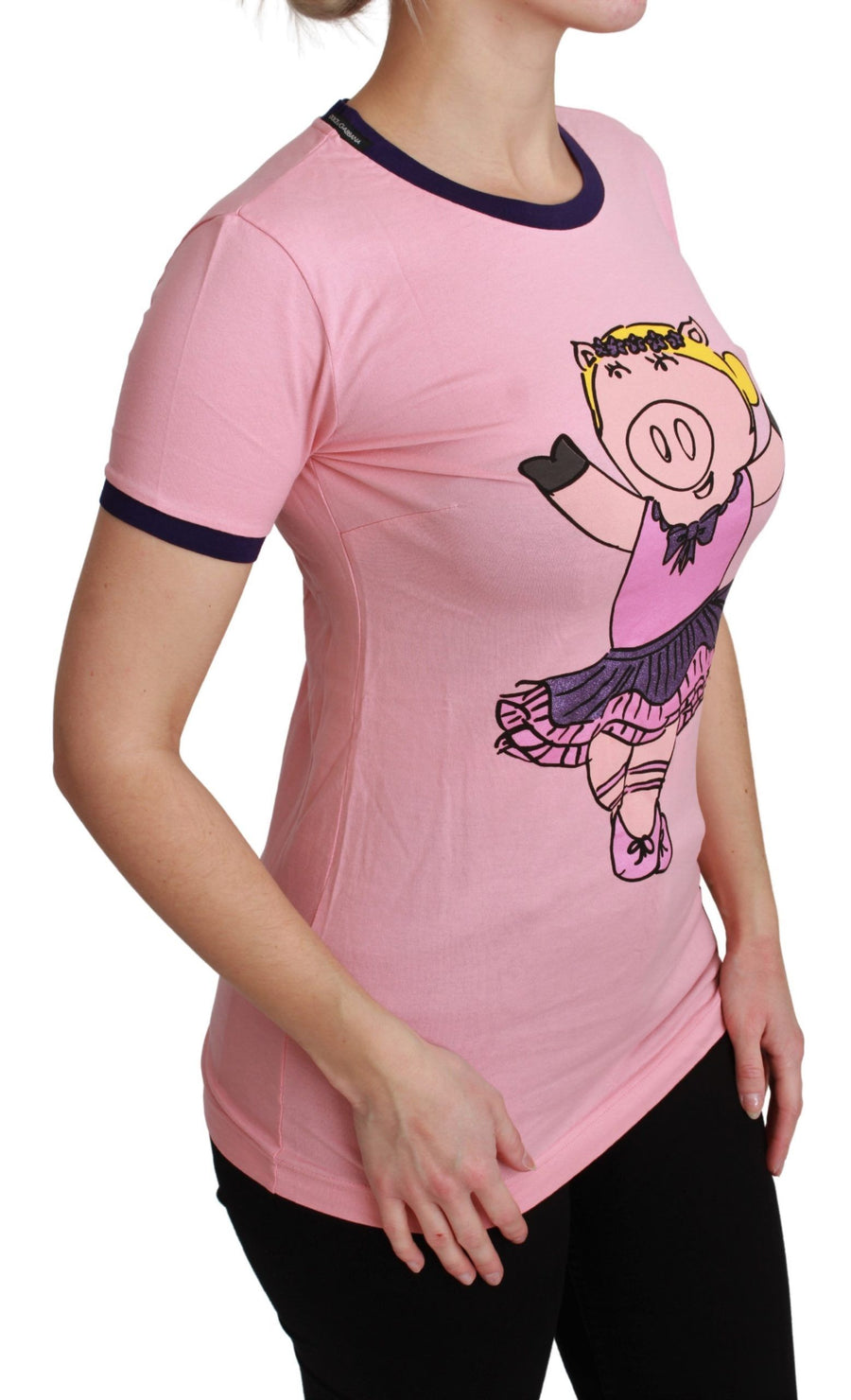 Dolce & Gabbana Rosa YEAR OF THE PIG Cotton Top T-Shirt