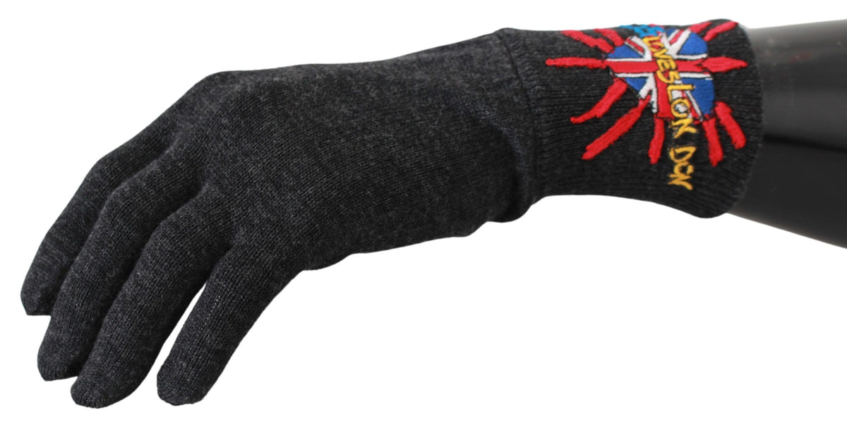 Dolce & Gabbana Grey Embroidered Wool Gloves #DGLovesLondon