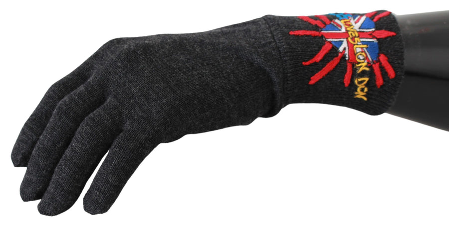 Dolce & Gabbana Grey Embroidered Wool Gloves #DGLovesLondon
