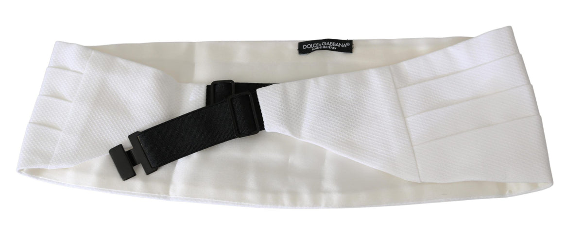 Dolce & Gabbana White Men's Waist Belt Cotton Cummerbund