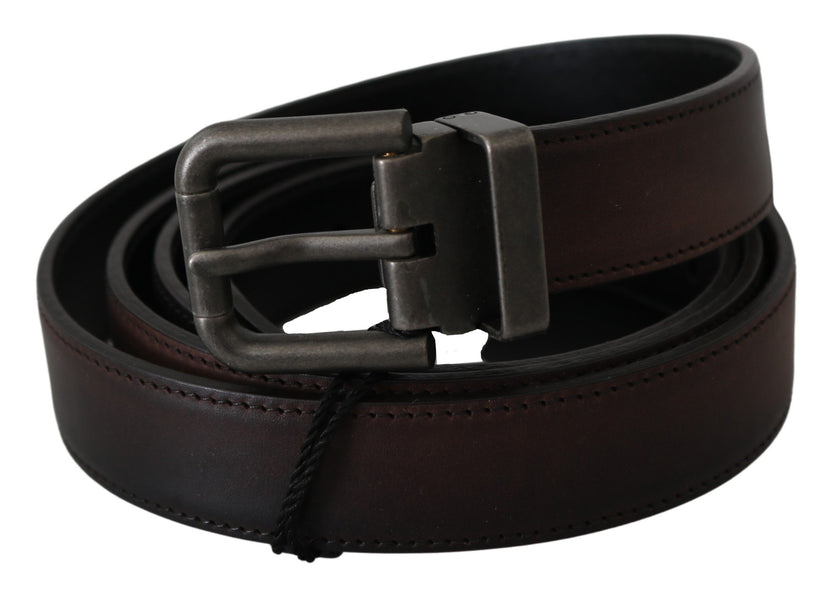 Dolce & Gabbana brauner Ledergürtel mit grauer Schnalle