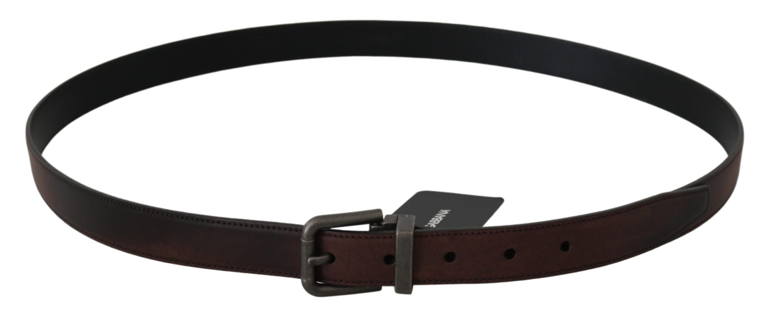 Dolce & Gabbana brauner Ledergürtel mit grauer Schnalle