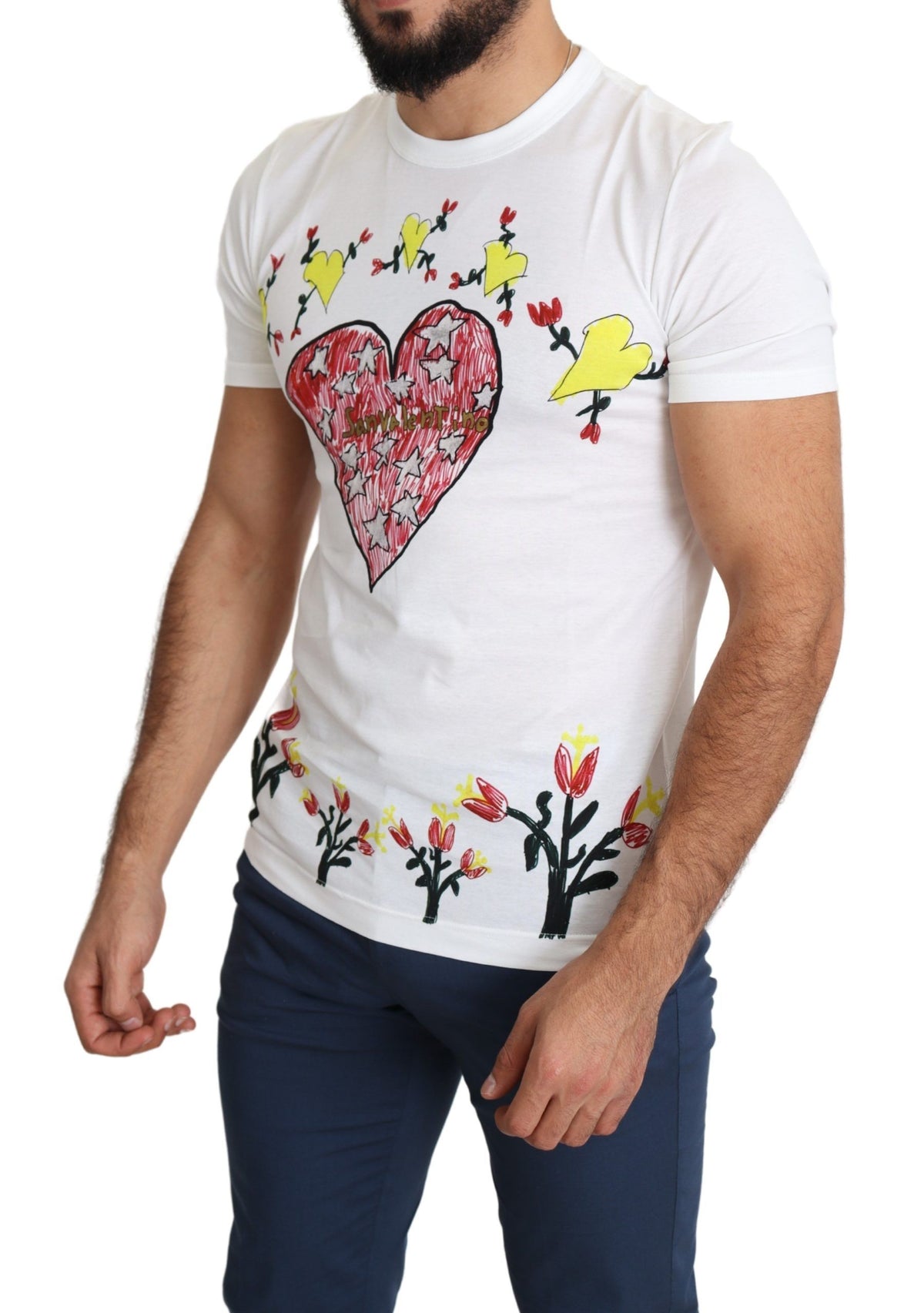 Dolce & Gabbana Men's White Saint Valentine Cotton Print T-Shirt