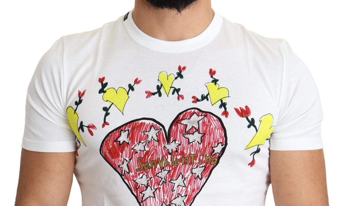 Dolce & Gabbana Men's White Saint Valentine Cotton Print T-Shirt