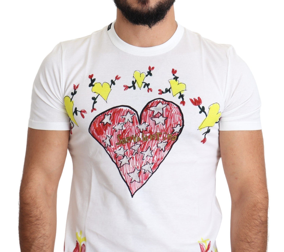 Dolce & Gabbana Men's White Saint Valentine Cotton Print T-Shirt