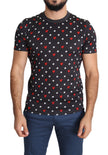 Dolce & Gabbana Dunkelgraues Baumwoll-T-Shirt mit Herzdruck für Männer