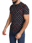 Dolce & Gabbana Dunkelgraues Baumwoll-T-Shirt mit Herzdruck für Männer