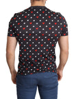 Dolce & Gabbana Dunkelgraues Baumwoll-T-Shirt mit Herzdruck für Männer