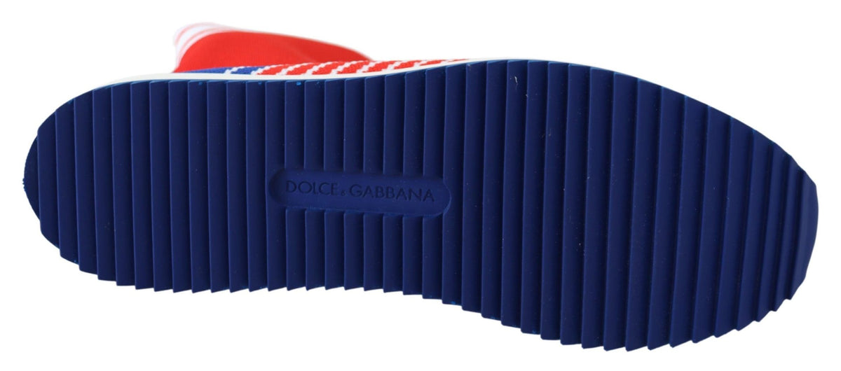 Dolce & Gabbana Blue Red Sorrento Logo Sneakers Sock Shoes