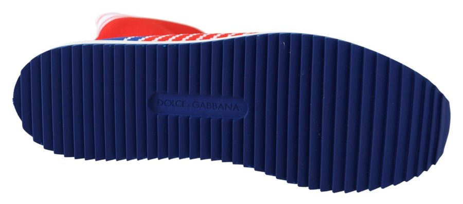 Dolce & Gabbana Blue Red Sorrento Logo Sneakers Sock Shoes