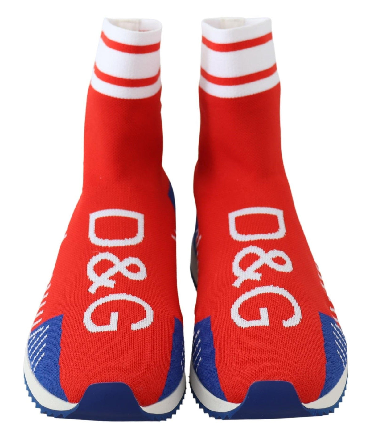 Dolce & Gabbana Blue Red Sorrento Logo Sneakers Sock Shoes