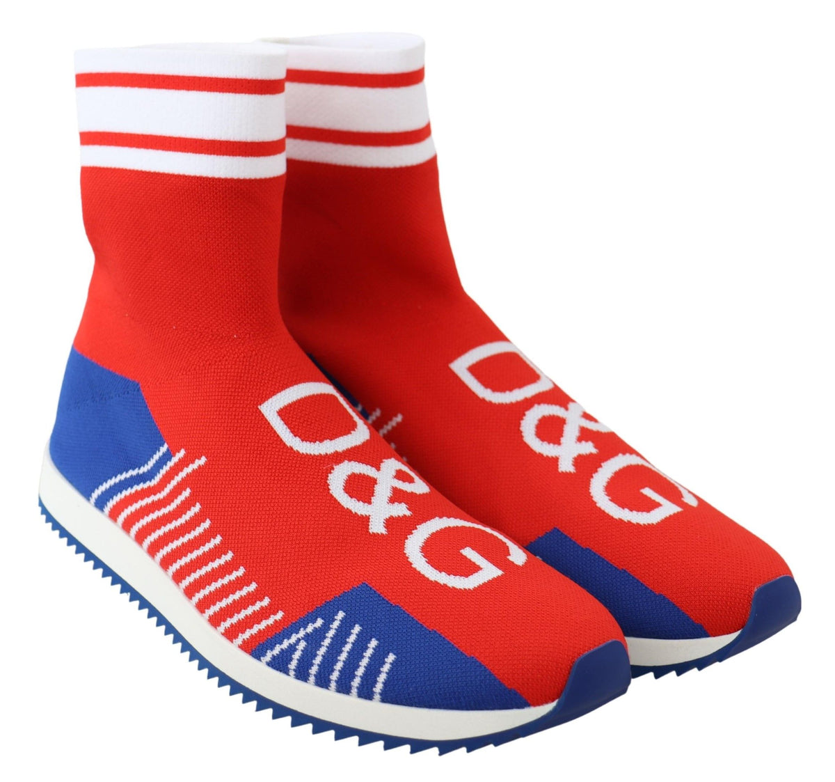 Dolce & Gabbana Blue Red Sorrento Logo Sneakers Sock Shoes