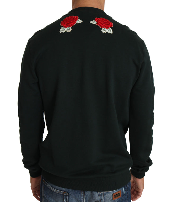 Dolce & Gabbana Grüner Kristall-Herz-Rosen-Gun-Pullover