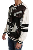 Dolce & Gabbana Weißer Jazz Pailletten-Gitarren-Pullover Top Pullover