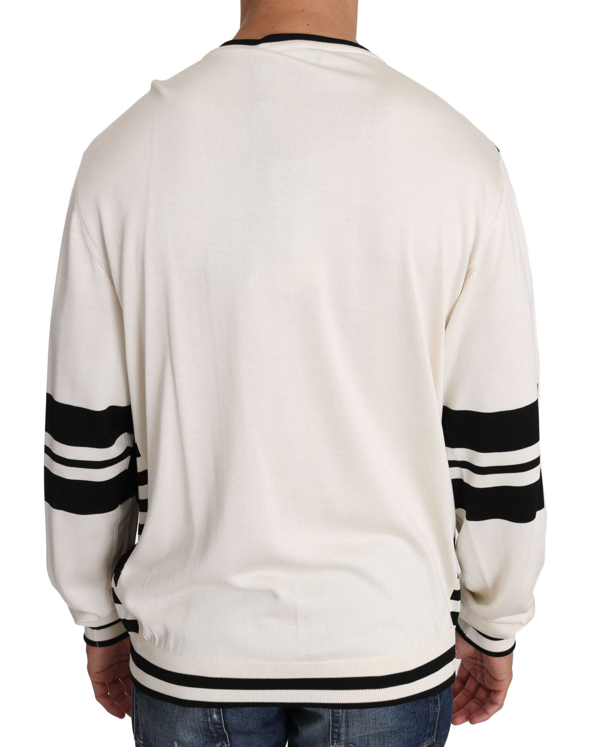 Dolce & Gabbana White Jazz Sequin Guitar Jumper Top Pullover