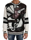 Dolce & Gabbana Weißer Jazz Pailletten-Gitarren-Pullover Top Pullover