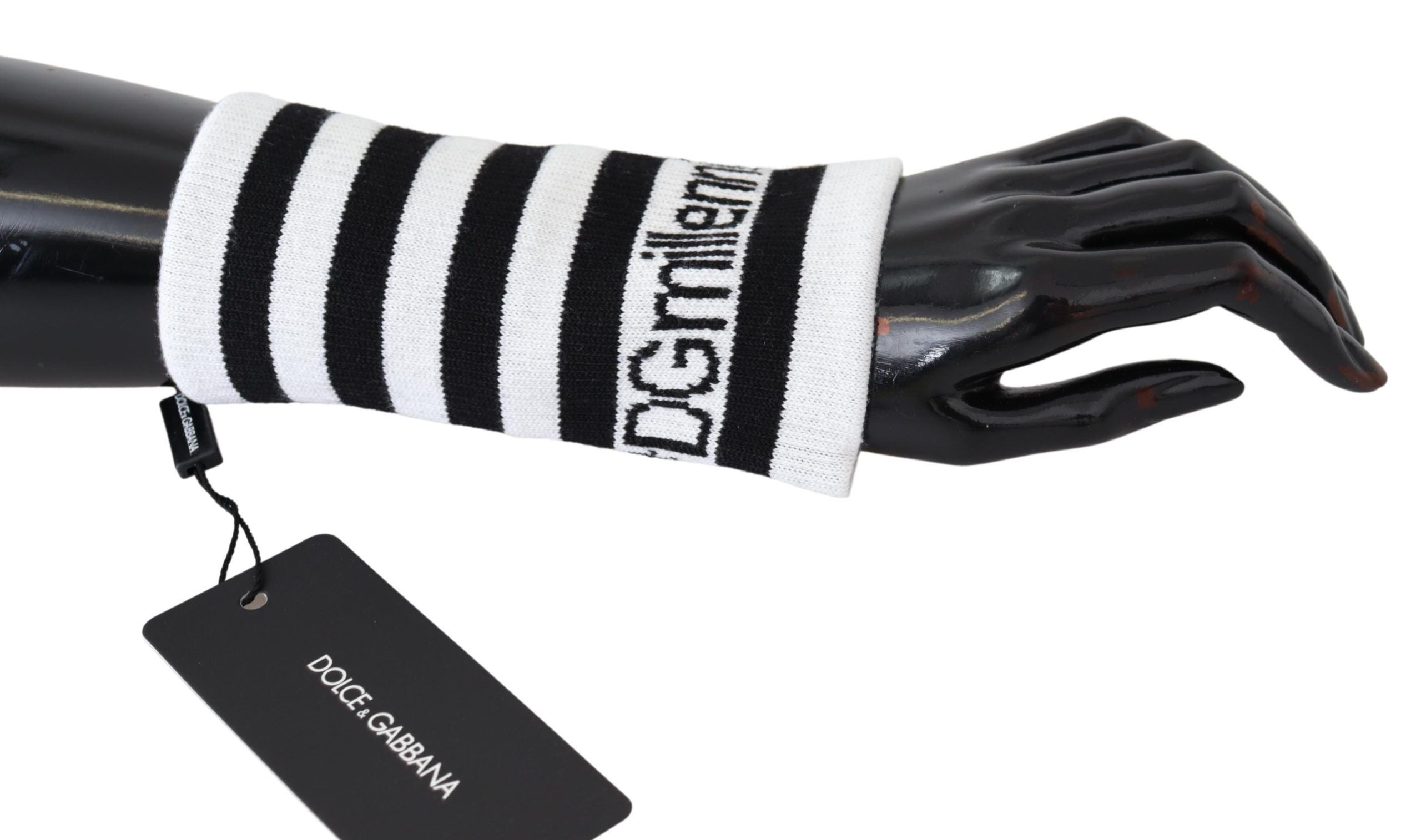 Dolce & Gabbana Schwarz-Weiß-Wolle DGMillennials Armbandwickel