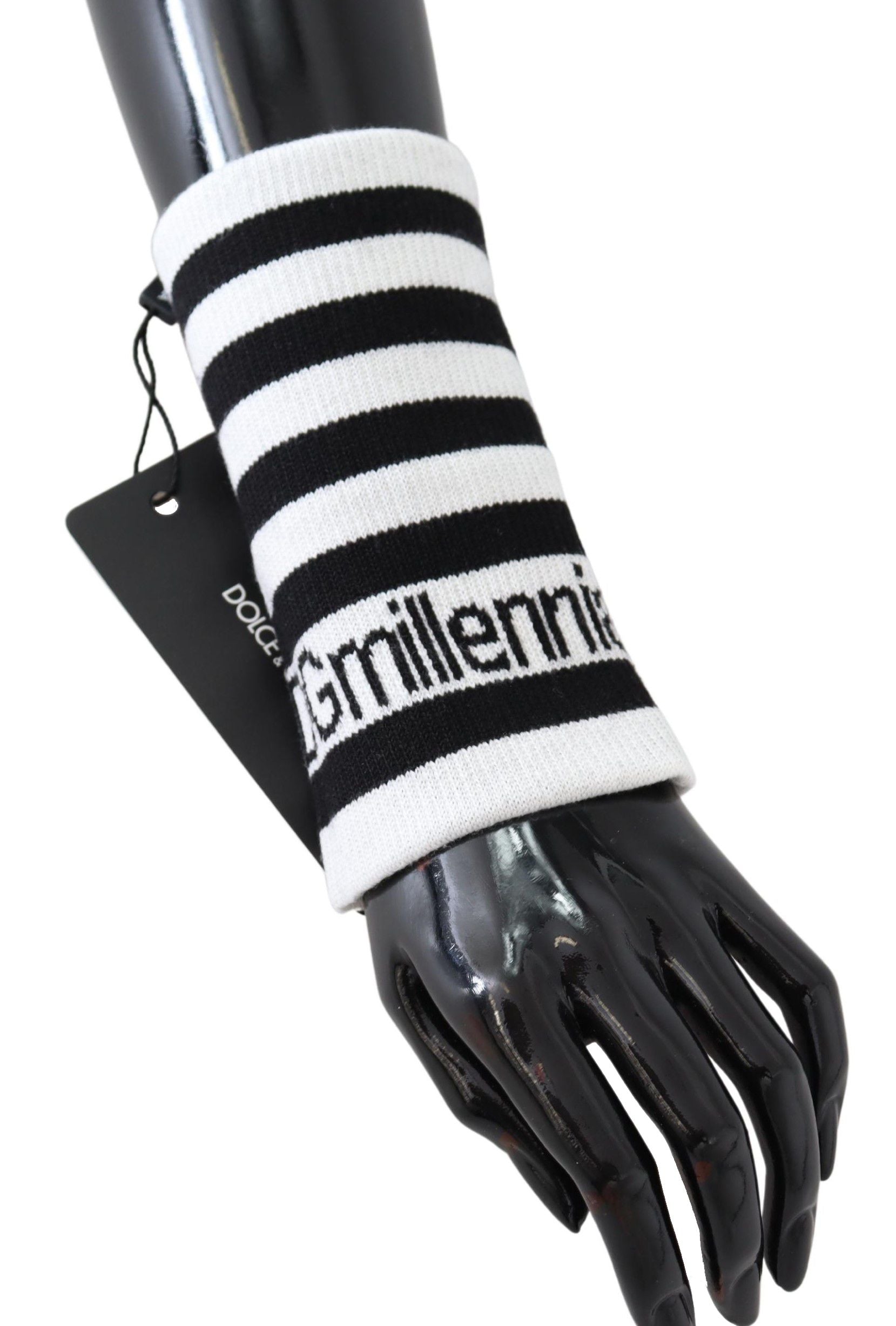 Dolce & Gabbana Schwarz-Weiß-Wolle DGMillennials Armbandwickel