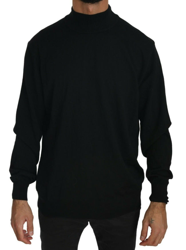 MILA SCHÖN Schwarzer Rollkragenpullover Top Schurwollpullover
