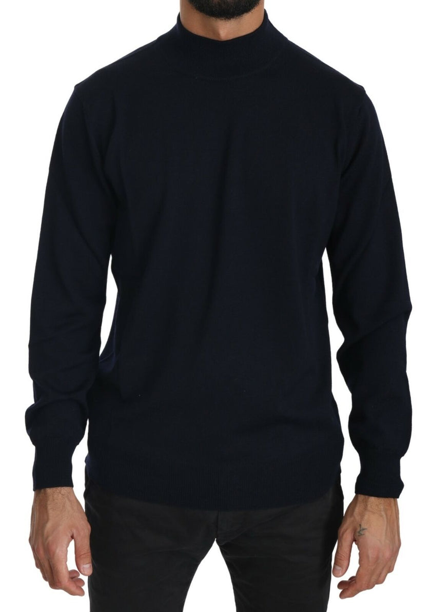 MILA SCHÖN Dunkelblauer Pullover mit Rundhalsausschnitt aus 100% Wolle