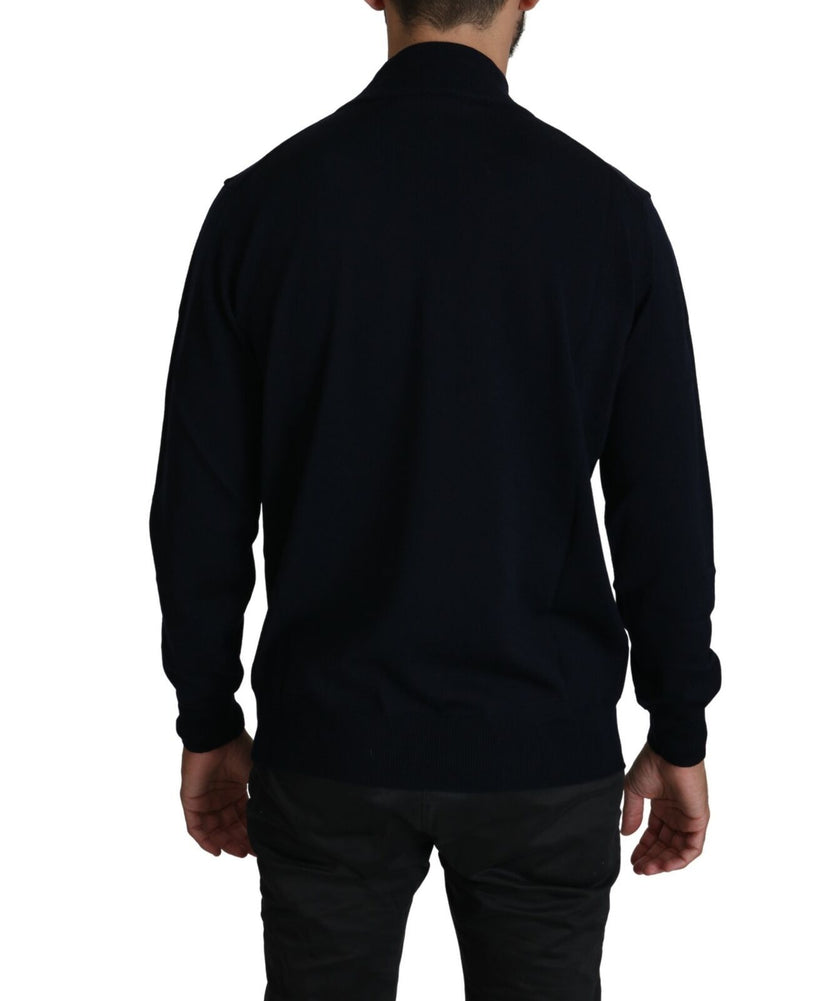 MILA SCHÖN Dunkelblauer Pullover mit Rundhalsausschnitt aus 100% Wolle
