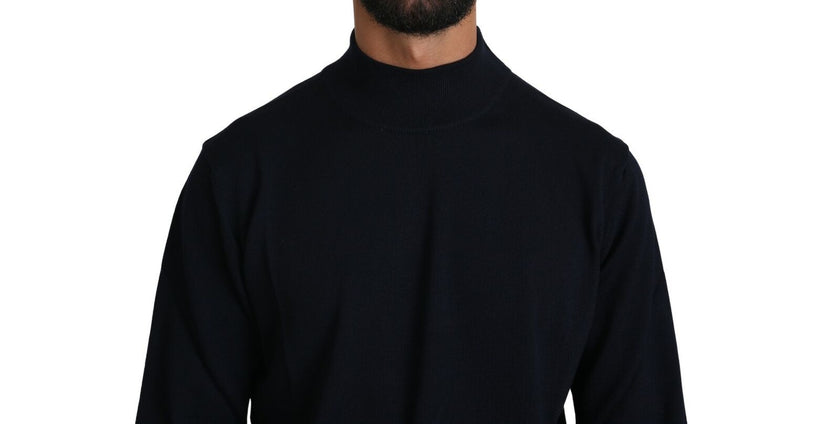 MILA SCHÖN Dunkelblauer Pullover mit Rundhalsausschnitt aus 100% Wolle