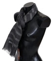 Missoni Gray Striped Wool Scarf Unisex Neck Wrap Fringe Scarf