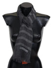 Missoni Gray Striped Wool Scarf Unisex Neck Wrap Fringe Scarf