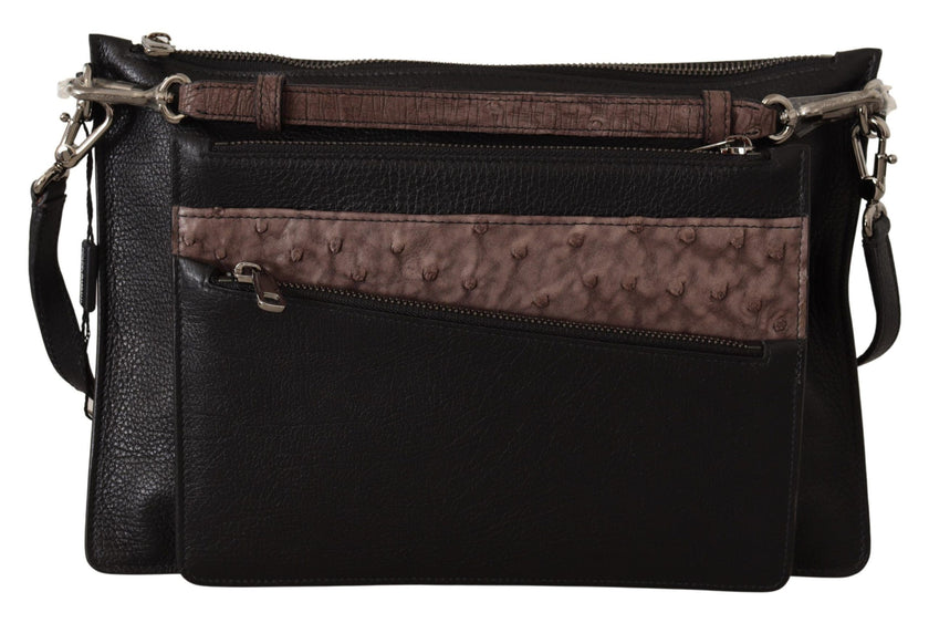Dolce & Gabbana Schwarze Exotenleder Schultertasche Alta Sartoria