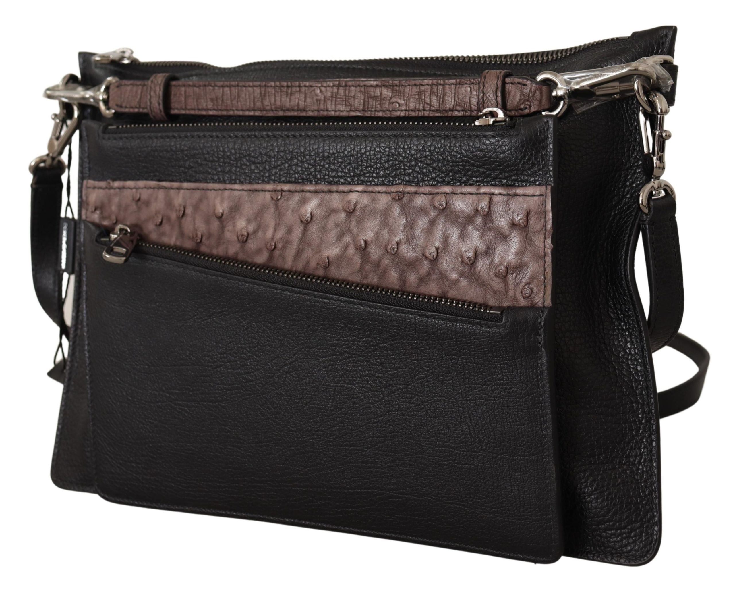 Dolce & Gabbana Schwarze Exotenleder Schultertasche Alta Sartoria