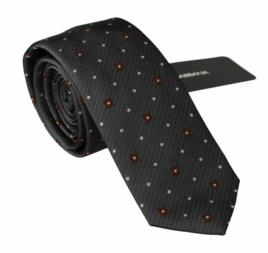 Dolce & Gabbana Grey Patterned Classic Slim Men's Tie