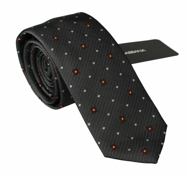 Dolce & Gabbana Grey Patterned Classic Slim Men's Tie