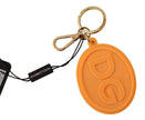 Dolce & Gabbana Orange Gummi DG Logo Gold Messing Metall Keychain