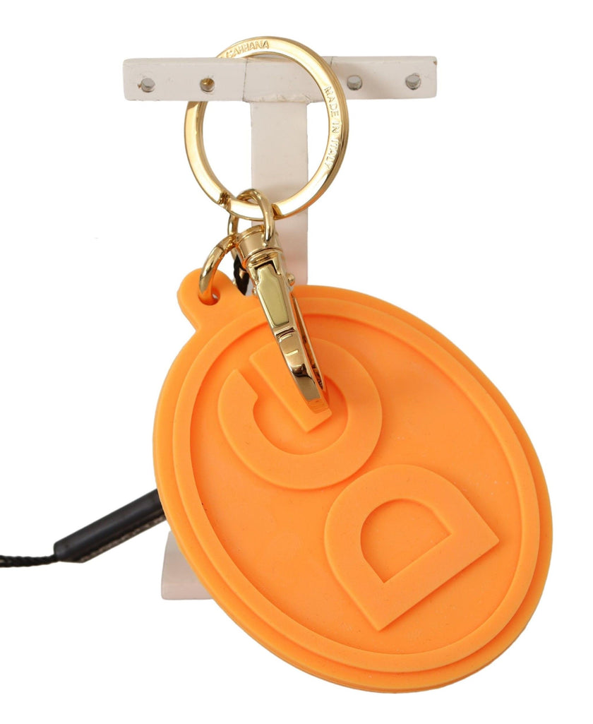 Dolce & Gabbana Orange Gummi DG Logo Gold Messing Metall Keychain